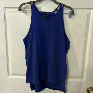 ADIDAS Women’s Blue and Black Athletic Tank Top Sleeveless High Low Size Large